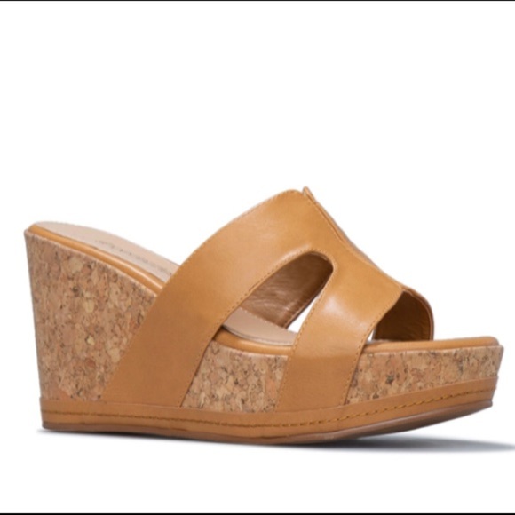 NWT Shoe Dazzle Faux Leather Slip On Cork Wedge Size 10 - Picture 10 of 14